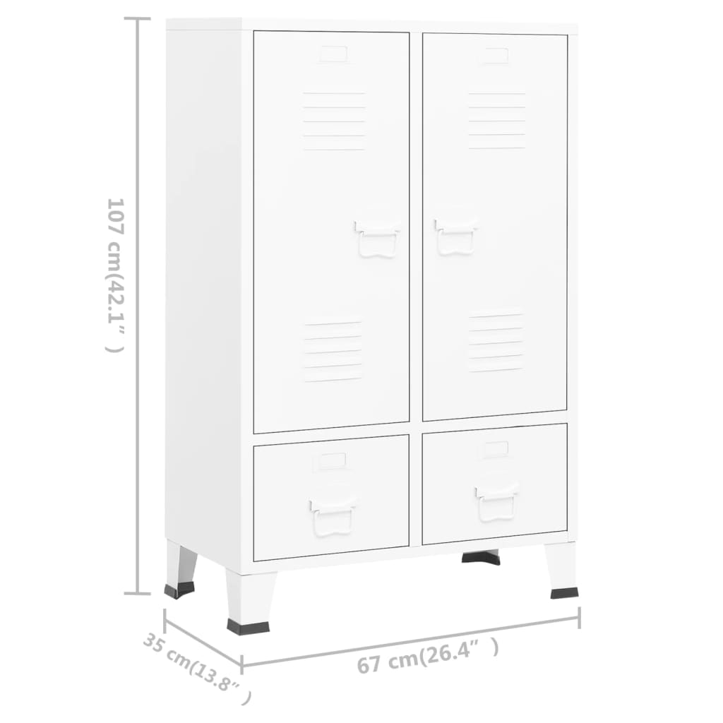 vidaXL Industrial Wardrobe White 26.4"x13.8"x42.1" Steel