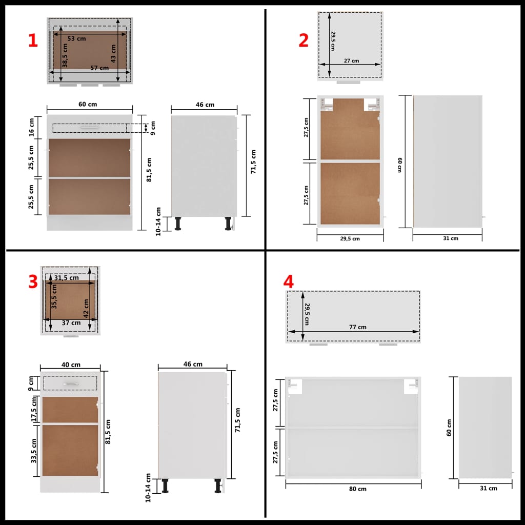 vidaXL 8 Piece Kitchen Cabinet Set White Engineered Wood