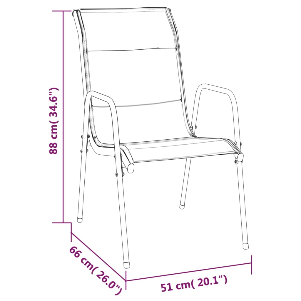 vidaXL 3 Piece Patio Dining Set Black Steel and Textilene