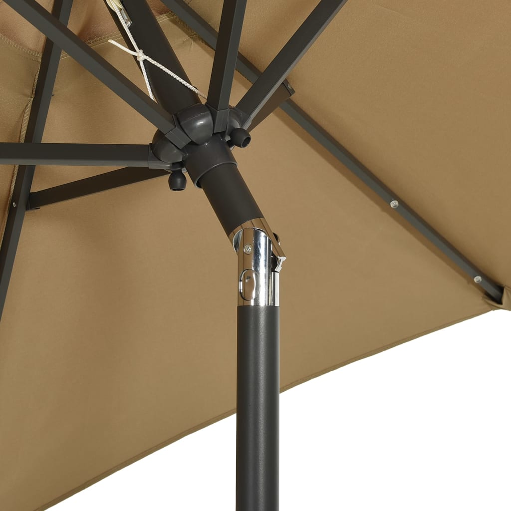 vidaXL Garden Parasol with LED Lights Taupe 78.7"x83.1" Aluminum