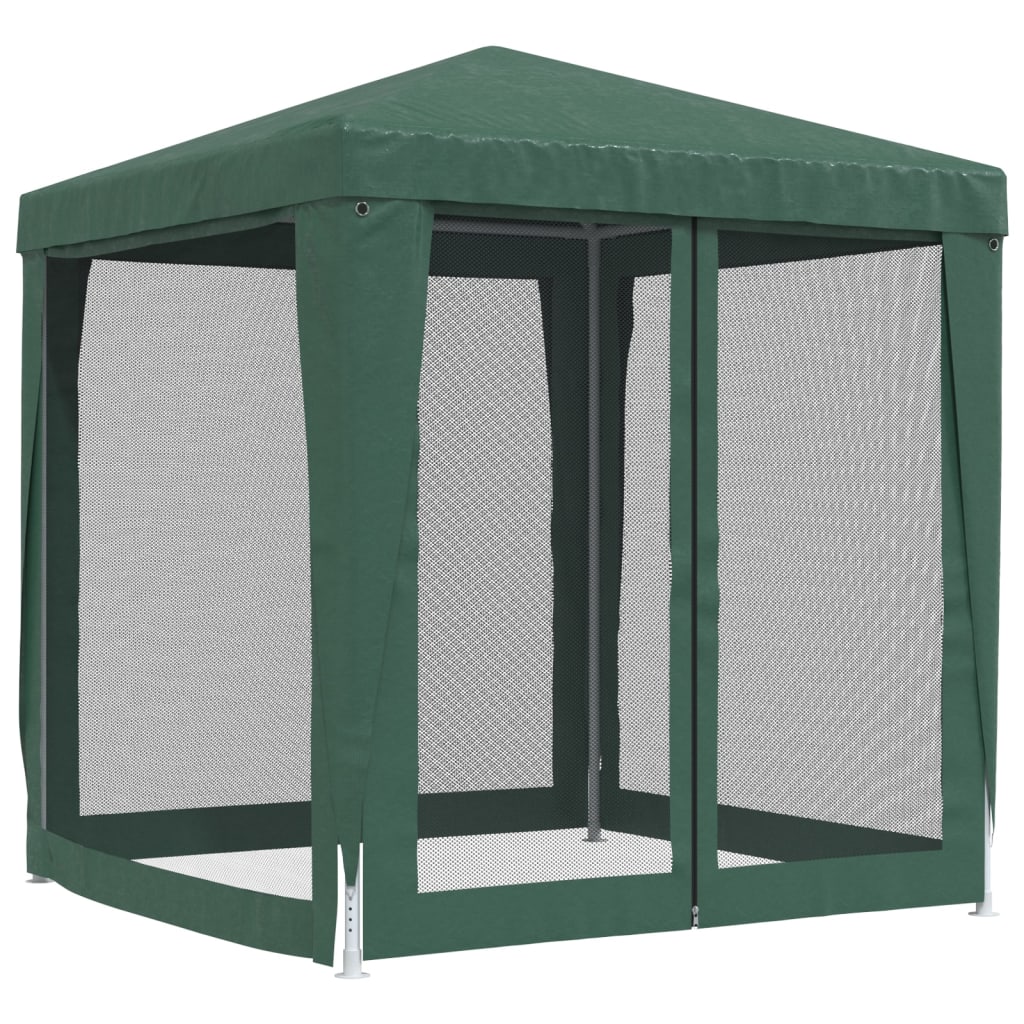 vidaXL Party Tent with 4 Mesh Sidewalls Green 6.6'x6.6' HDPE