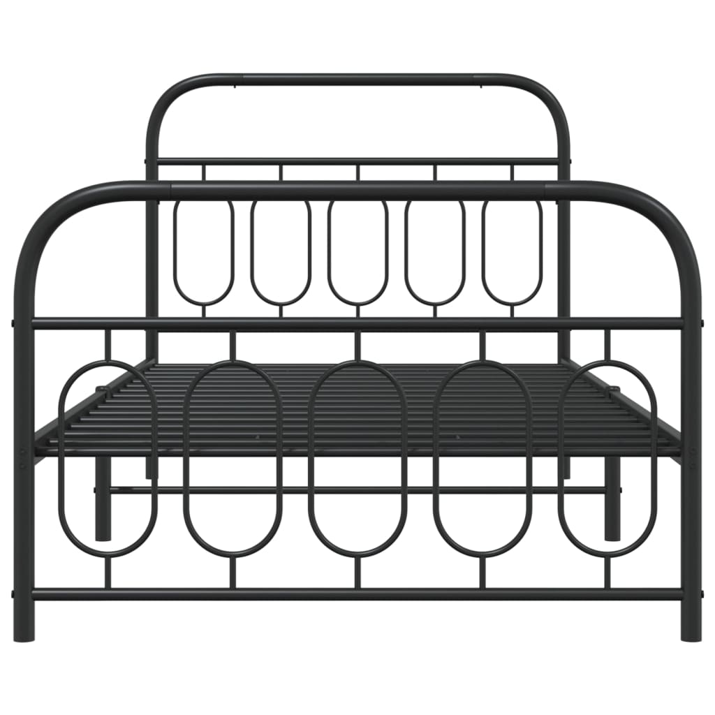 vidaXL Metal Bed Frame without Mattress with Footboard Black 39.4"x78.7"