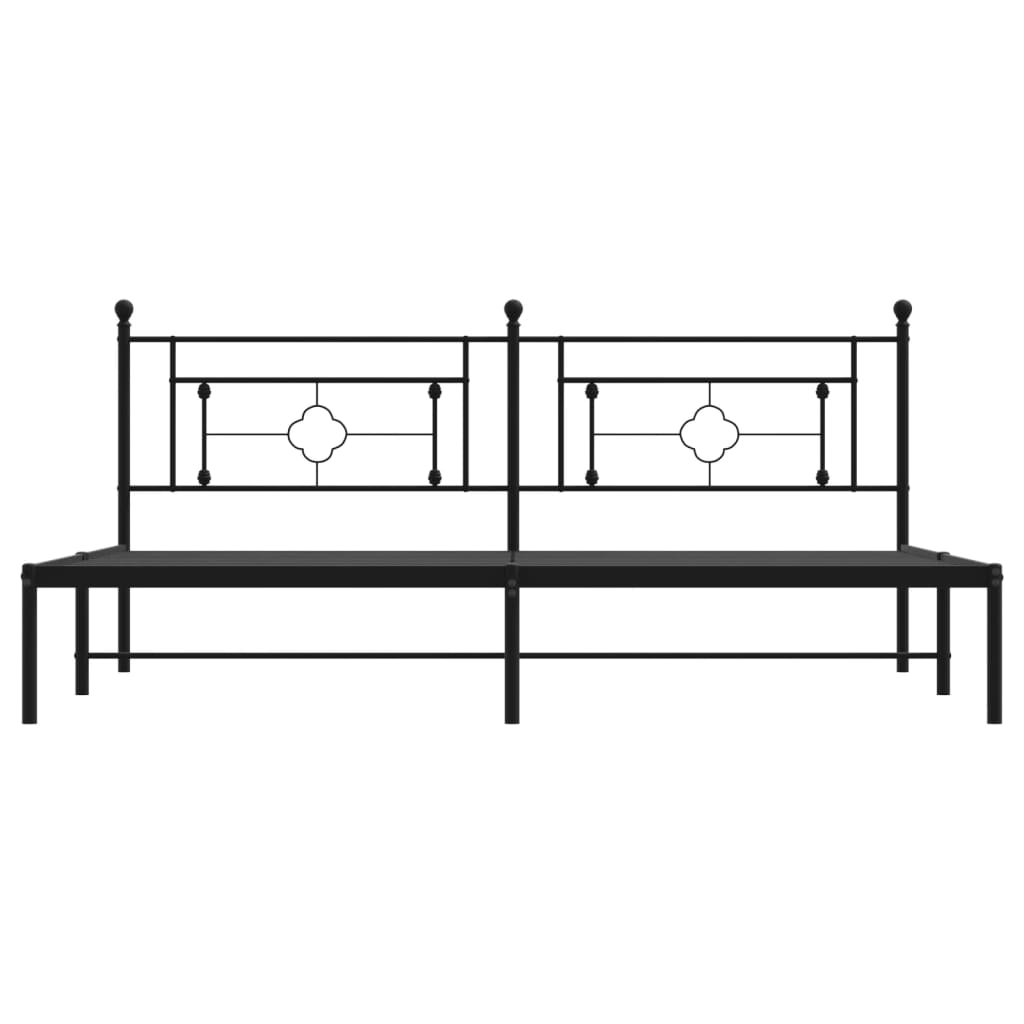 vidaXL Metal Bed Frame without Mattress with Headboard Black 76"x79.9"