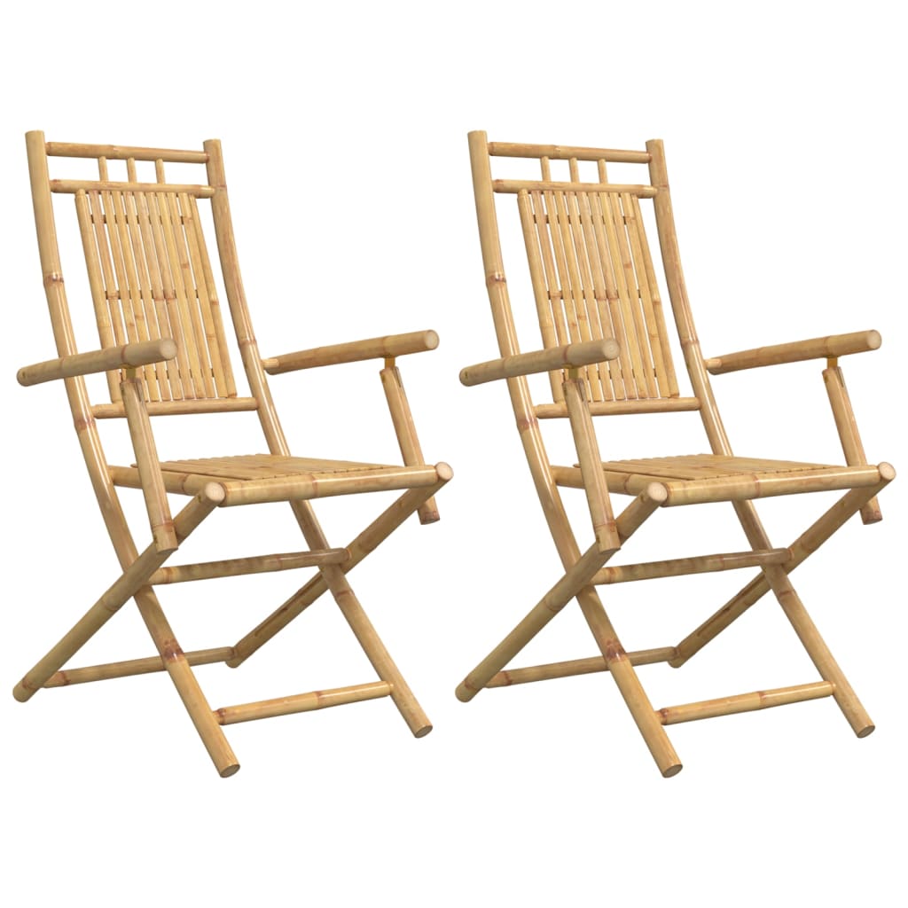 vidaXL Folding Patio Chairs 2 pcs 20.9"x26"x39" Bamboo