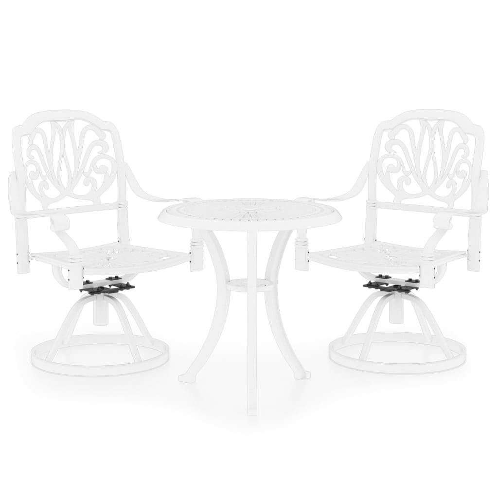 vidaXL 3 Piece Bistro Set Cast Aluminum White