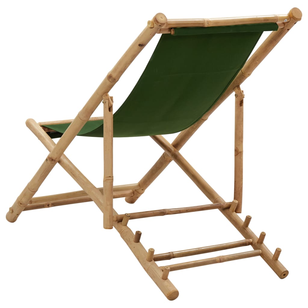 vidaXL Deck Chair Bamboo and Canvas Green