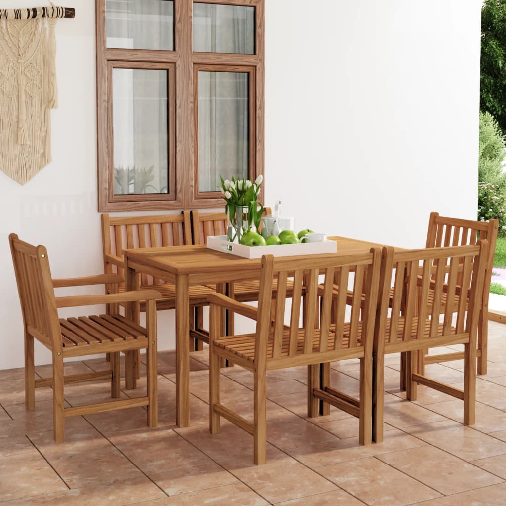 vidaXL 7 Piece Patio Dining Set Solid Teak Wood