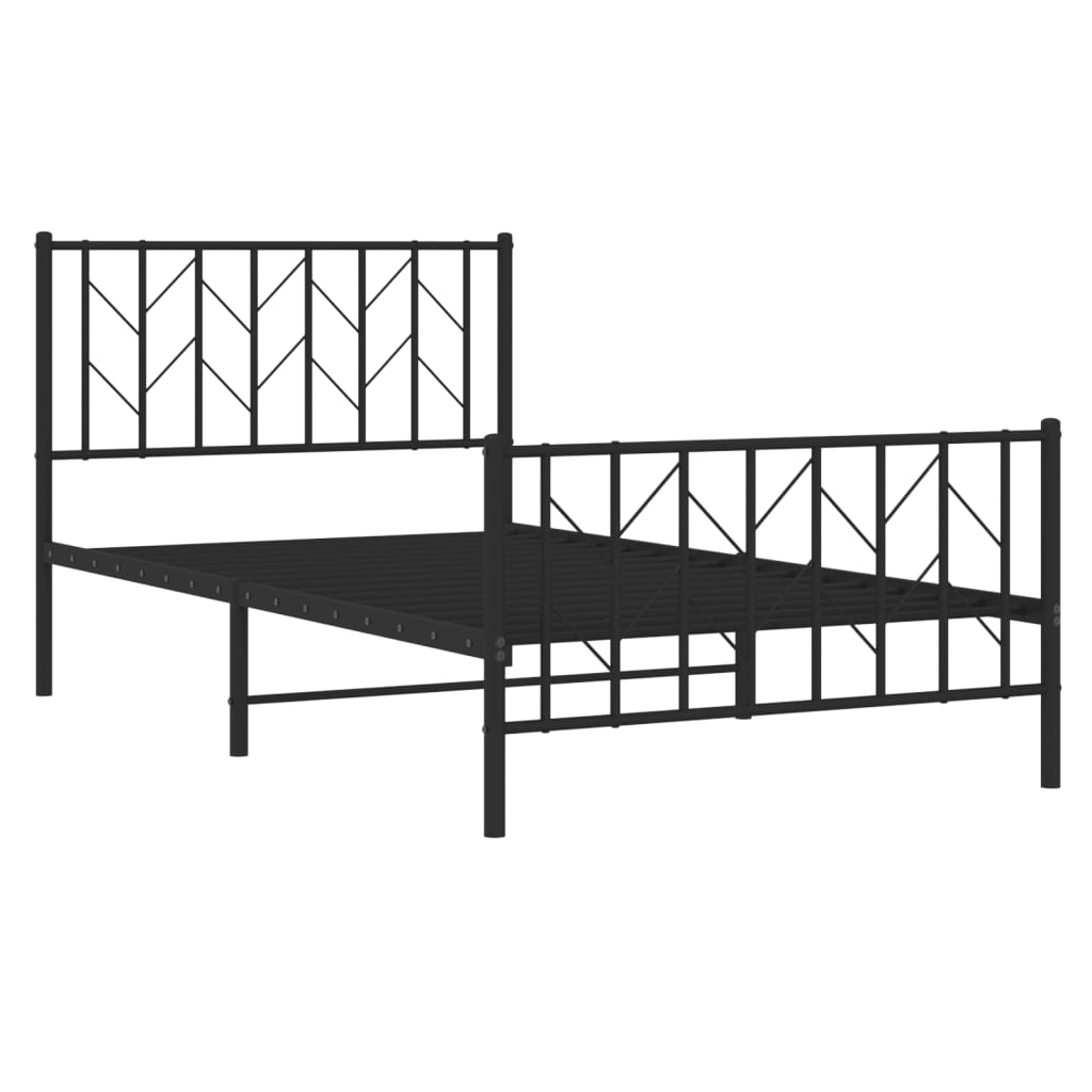 vidaXL Metal Bed Frame without Mattress with Footboard Black 39.4"x78.7"