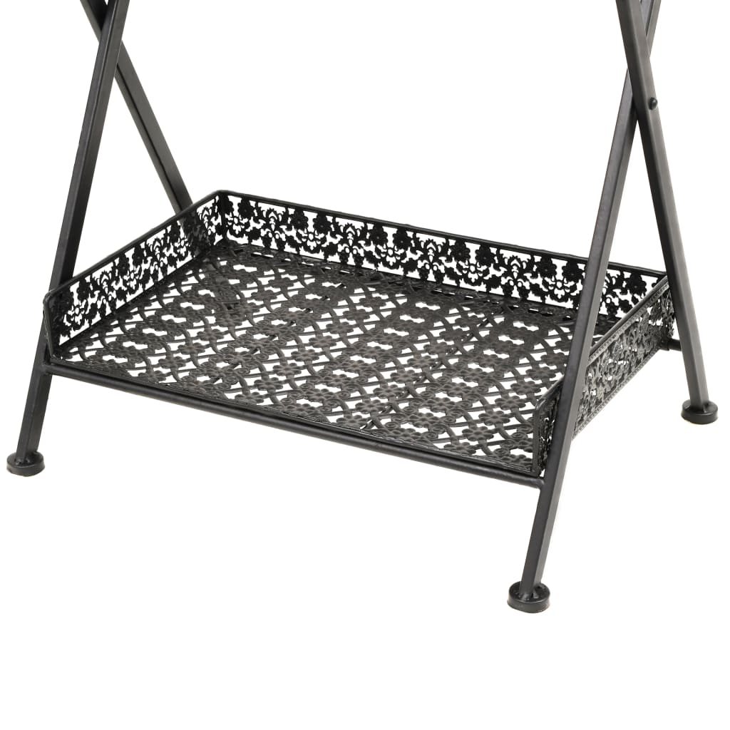 vidaXL Folding Tea Table Vintage Style Metal 22.8"x13.8"x28.3" Black