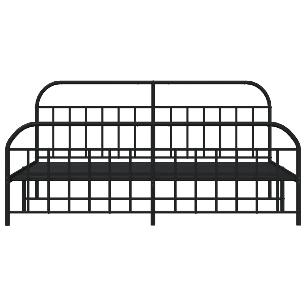 vidaXL Metal Bed Frame without Mattress with Footboard Black 76"x79.9"