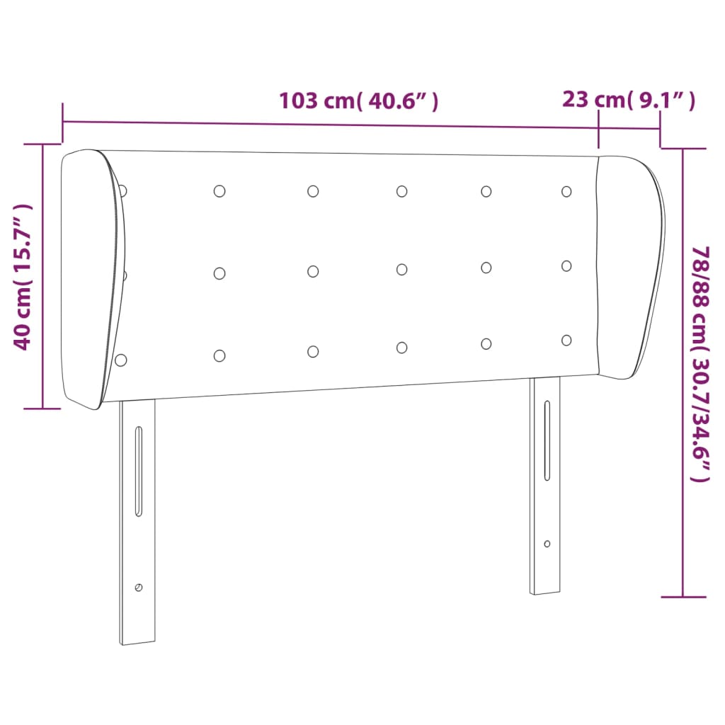 vidaXL Headboard with Ears Dark Gray 40.6"x9.1"x30.7"/34.6" Fabric