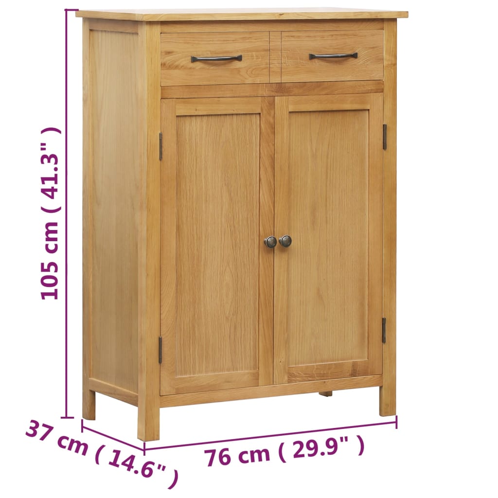 vidaXL Shoe Cabinet 29.9"x14.6"x41.3" Solid Oak Wood