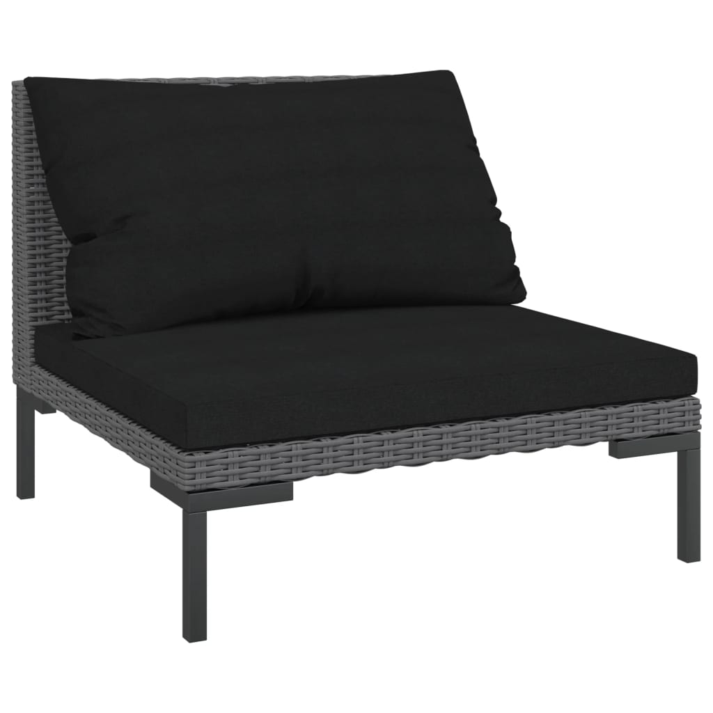 vidaXL 8 Piece Patio Lounge Set with Cushions Poly Rattan Dark Gray