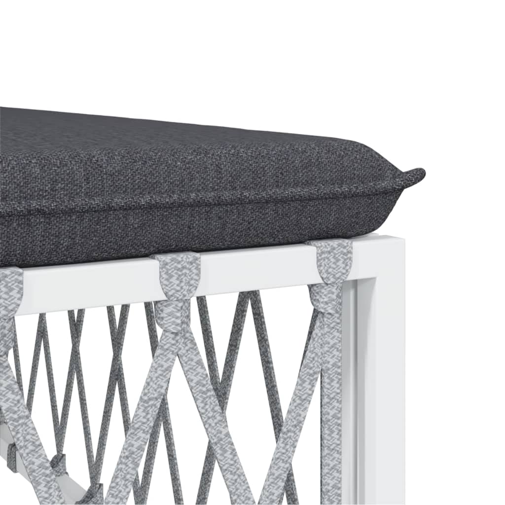 vidaXL Patio Footstool with Cushion White Woven Fabric