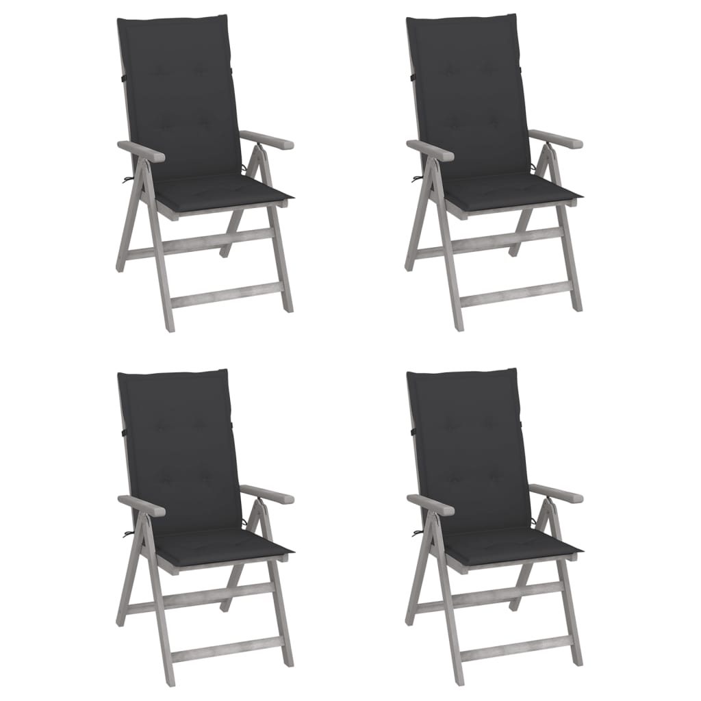 vidaXL Patio Reclining Chairs 4 pcs with Cushions Solid Acacia Wood