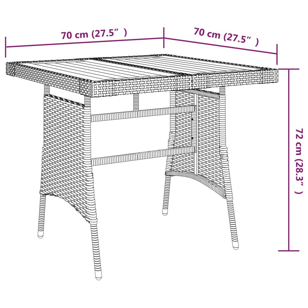 vidaXL 3 Piece Patio Dining Set Poly Rattan Black