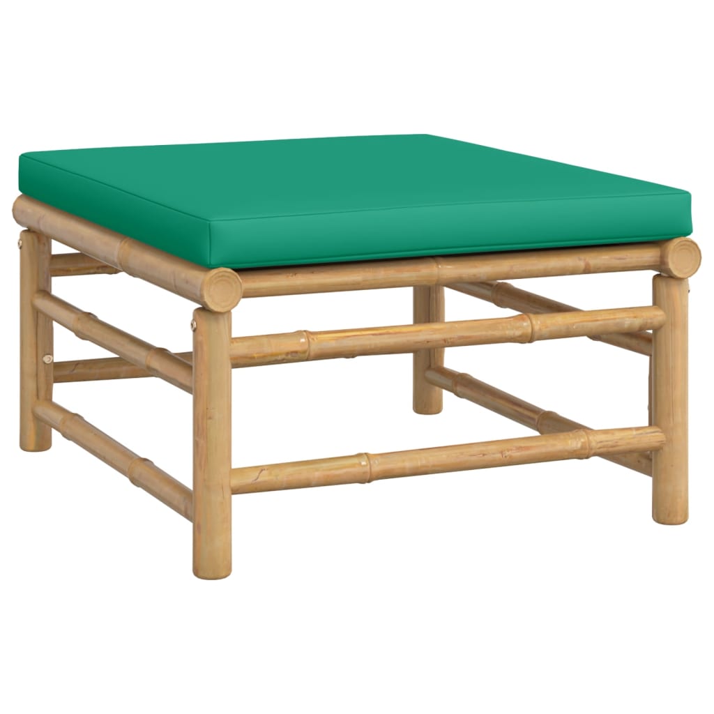 vidaXL Patio Footstool with Green Cushion Bamboo