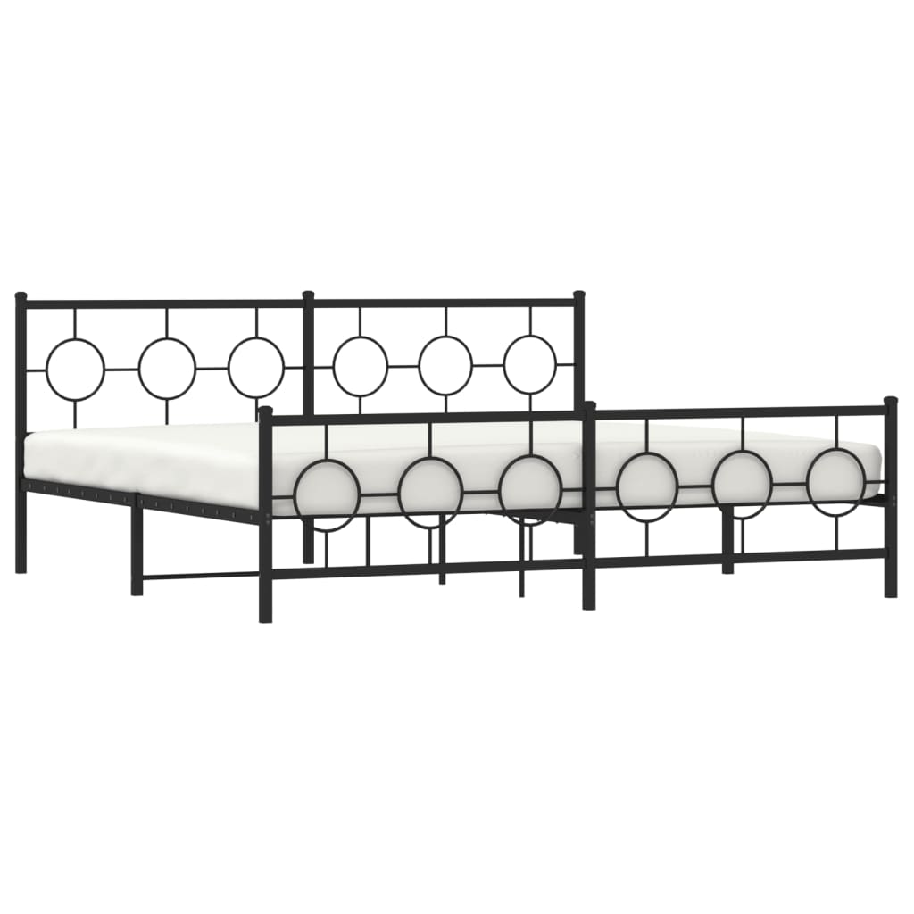 vidaXL Metal Bed Frame without Mattress with Footboard Black 76"x79.9"