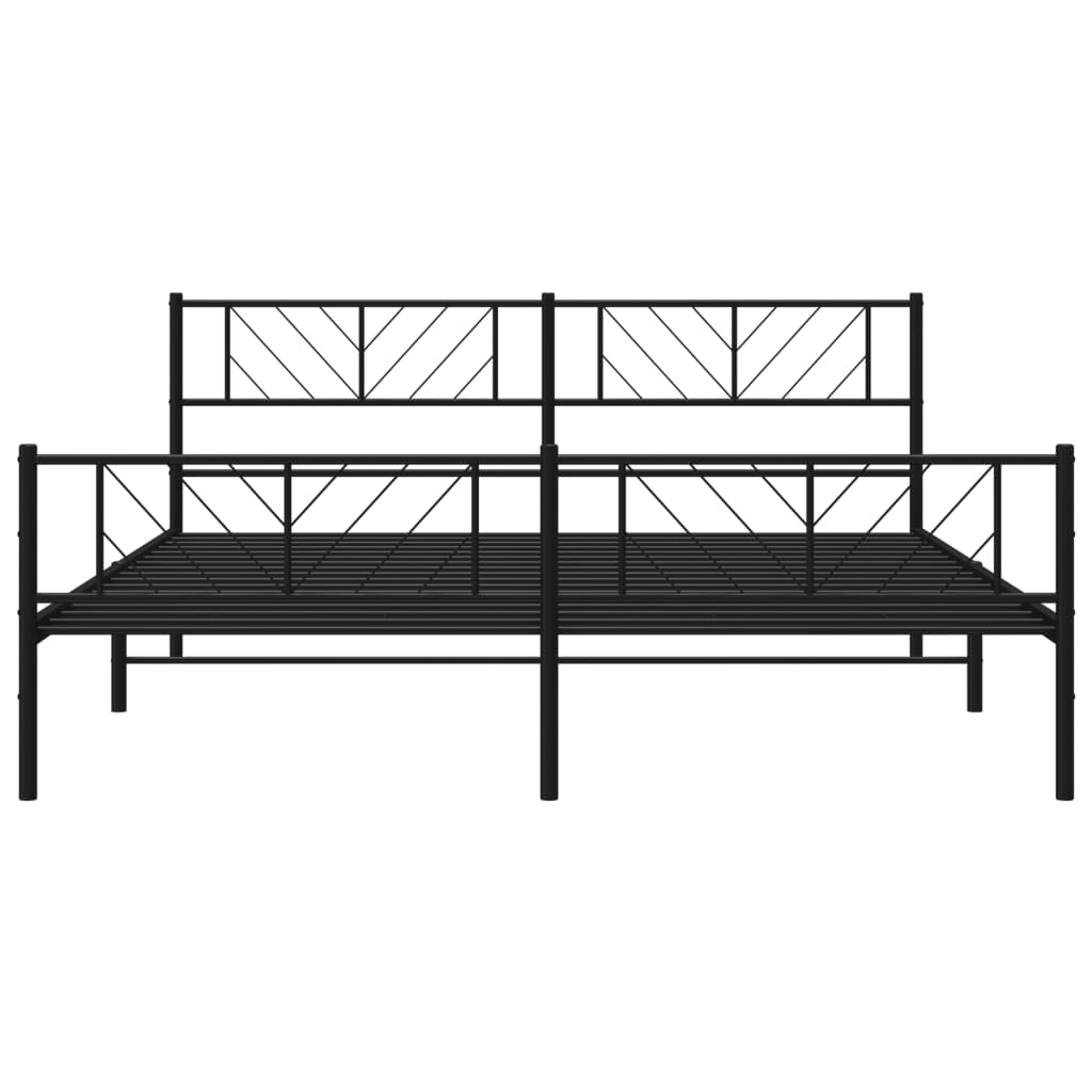 vidaXL Metal Bed Frame without Mattress with Footboard Black 76"x79.9"