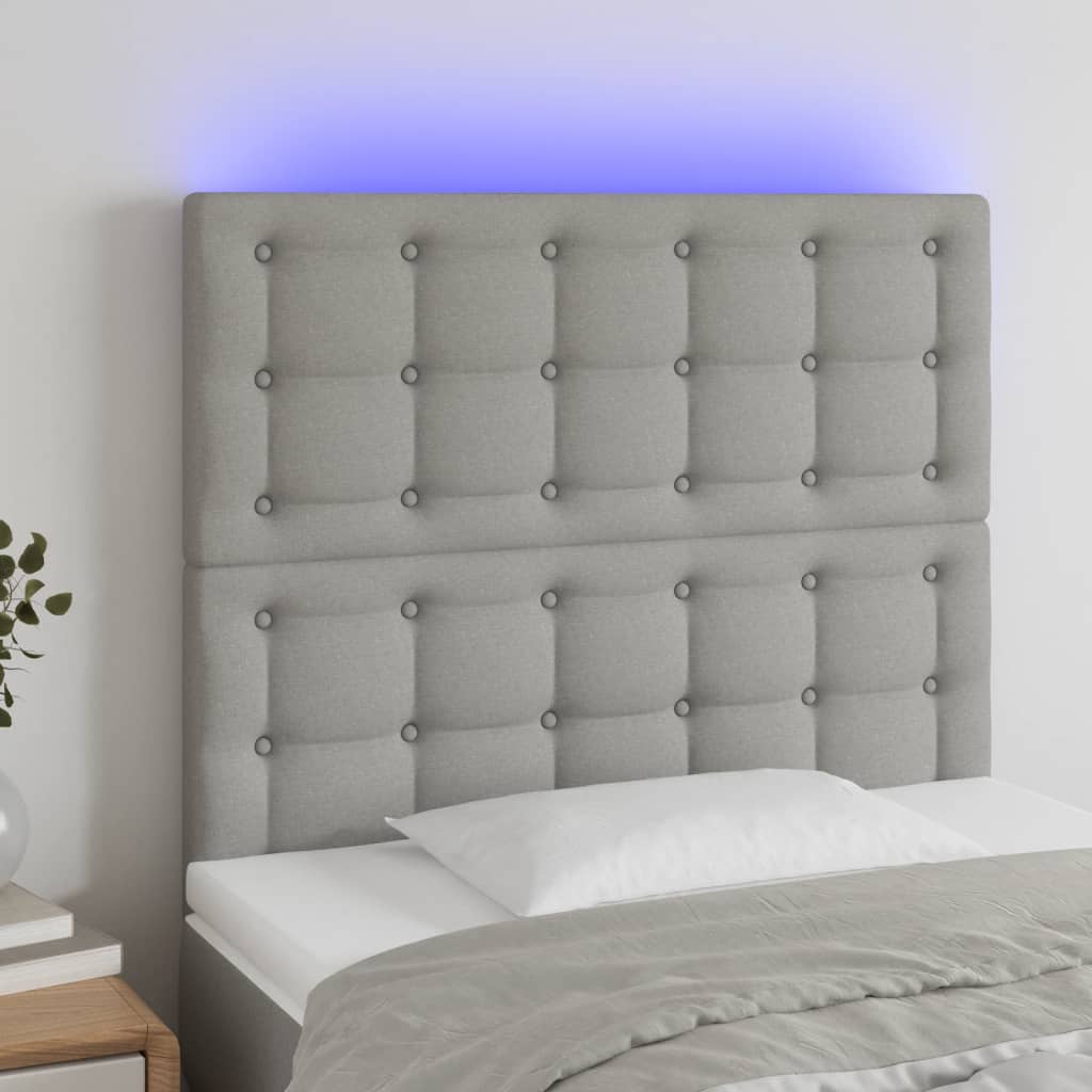 vidaXL LED Headboard Light Gray 39.4"x2"x46.5"/50.4" Fabric