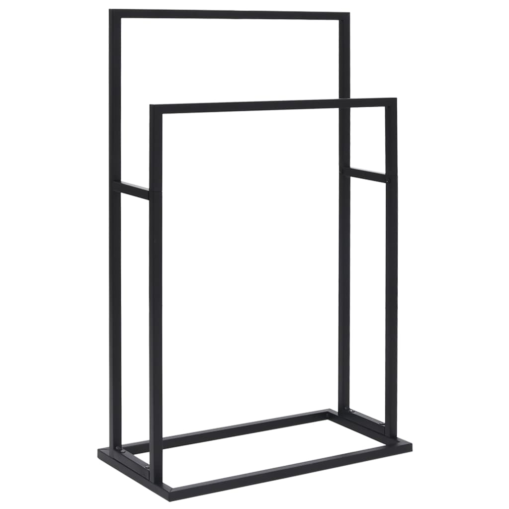 vidaXL Freestanding Towel Rack Black 18.9"x9.4"x30.9" Iron