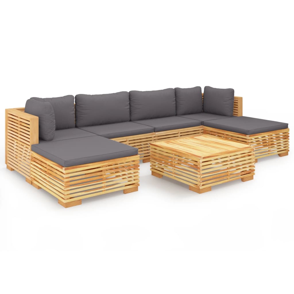 vidaXL 7 Piece Patio Lounge Set with Cushions Solid Wood Teak