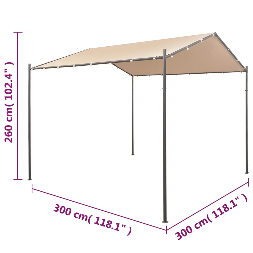 vidaXL Gazebo Pavilion Tent Canopy 118.1"x118.1" Steel Beige