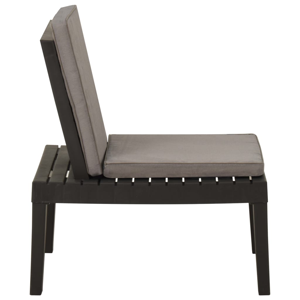 vidaXL Patio Lounge Chair with Cushion Plastic Gray