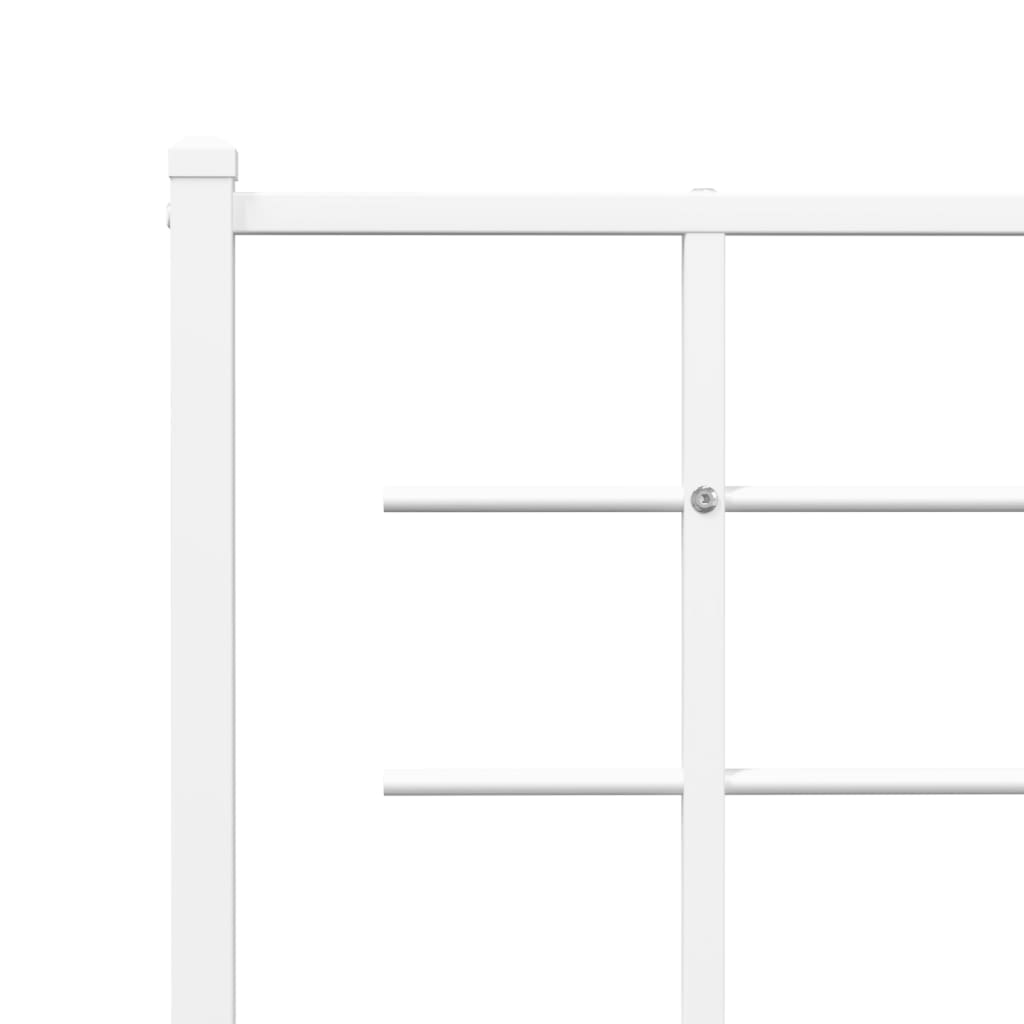 vidaXL Metal Bed Frame without Mattress with Headboard White 76"x79.9"