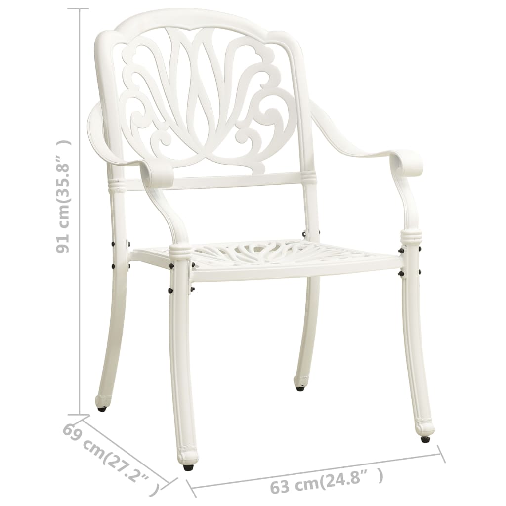 vidaXL 3 Piece Bistro Set Cast Aluminum White