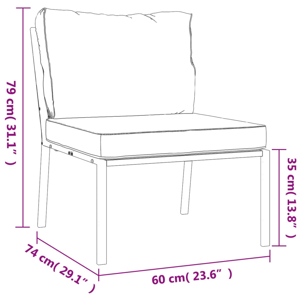 vidaXL 5 Piece Patio Lounge Set with Gray Cushions Steel