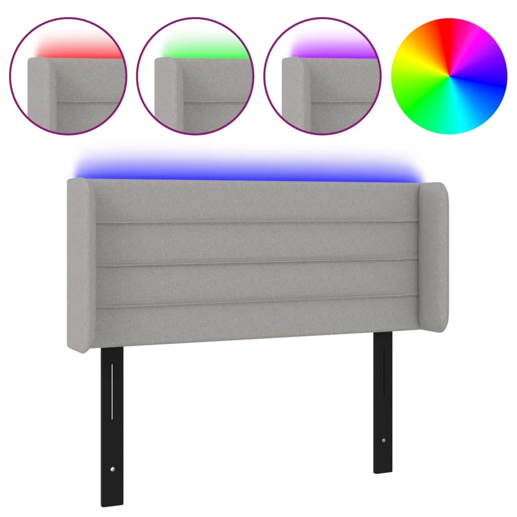 vidaXL LED Headboard Light Gray 40.6"x6.3"x30.7"/34.6" Fabric