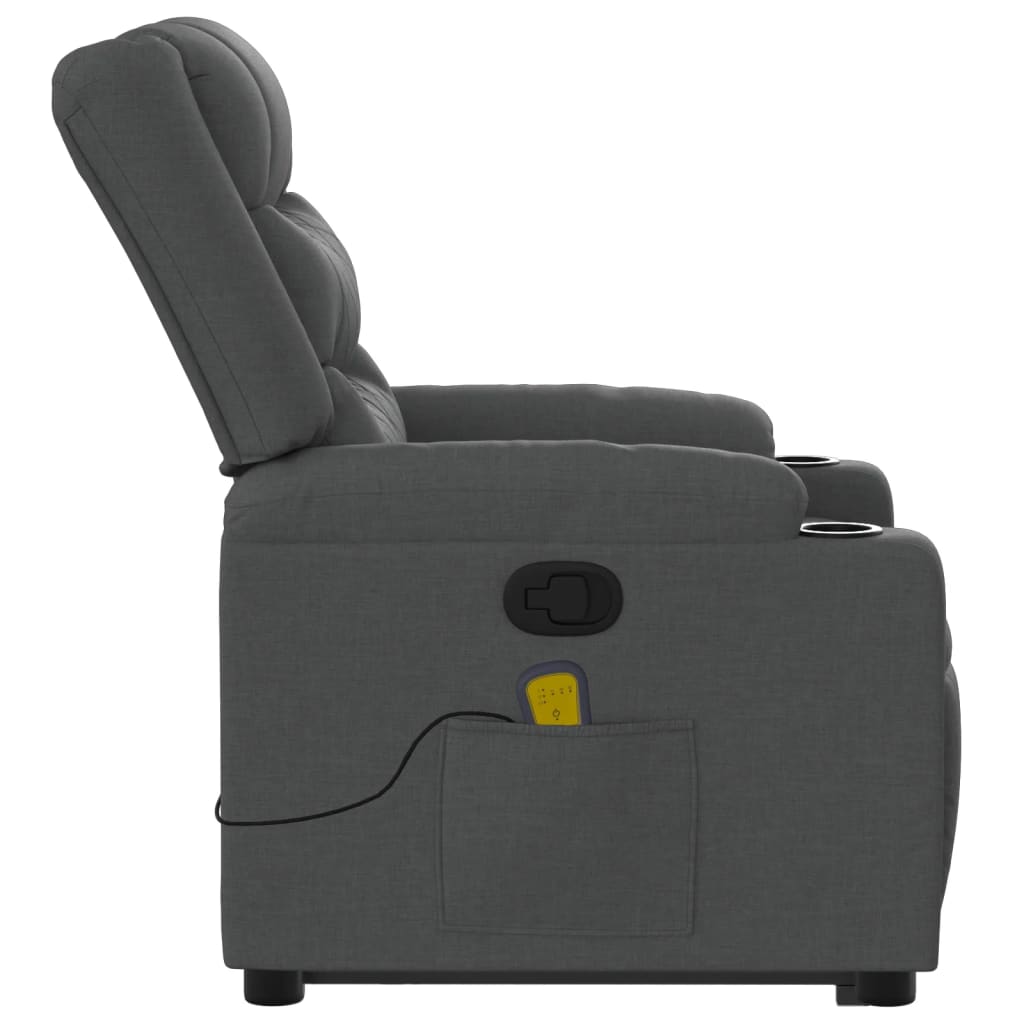 vidaXL Stand up Massage Recliner Chair Dark Gray Fabric