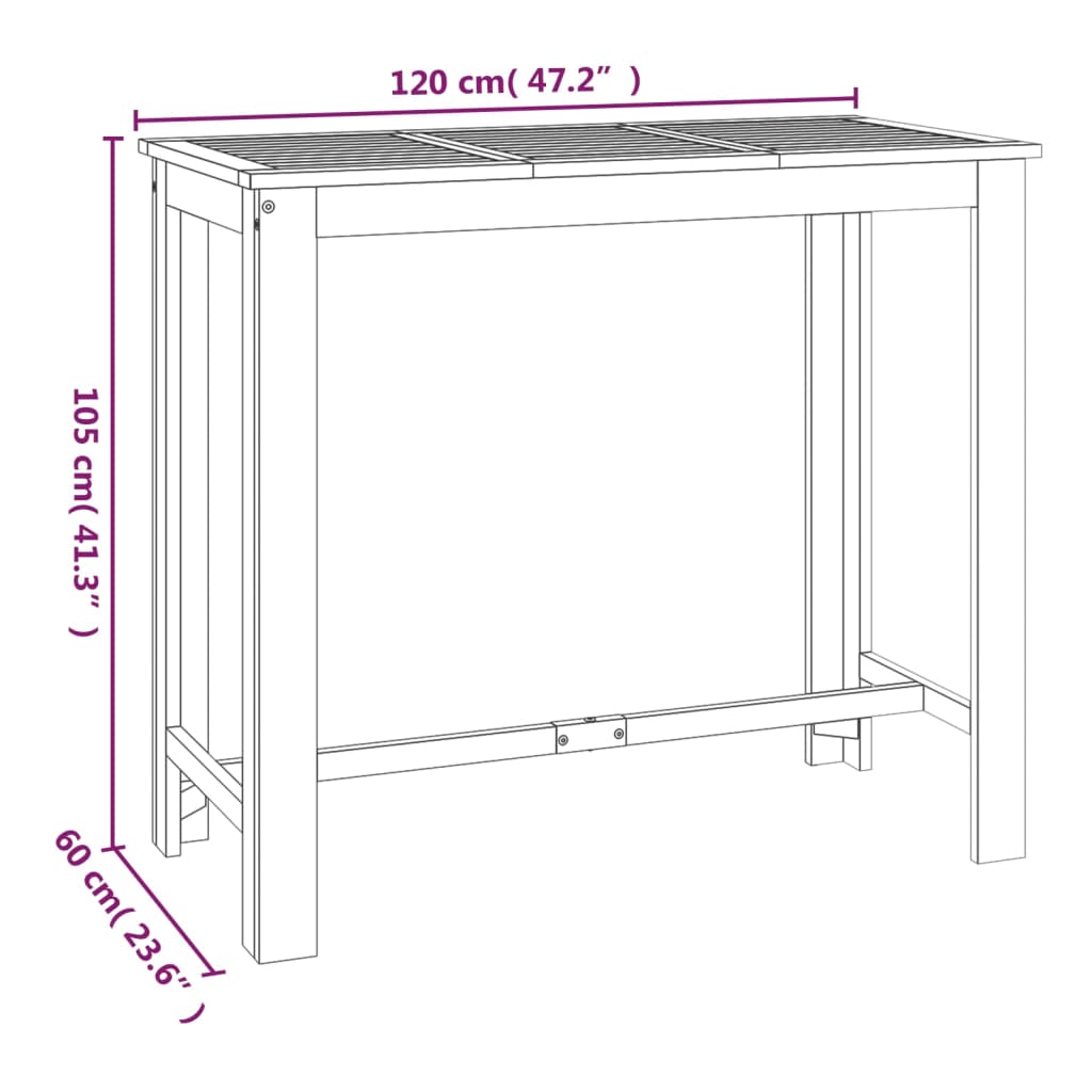 vidaXL 5 Piece Patio Bar Set Solid Wood Acacia