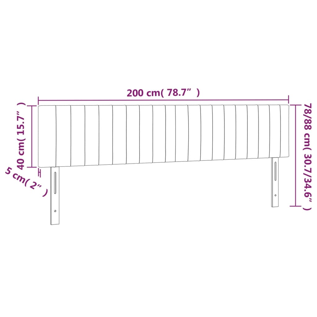 vidaXL LED Headboard Dark Gray 78.7"x2"x30.7"/34.6" Fabric