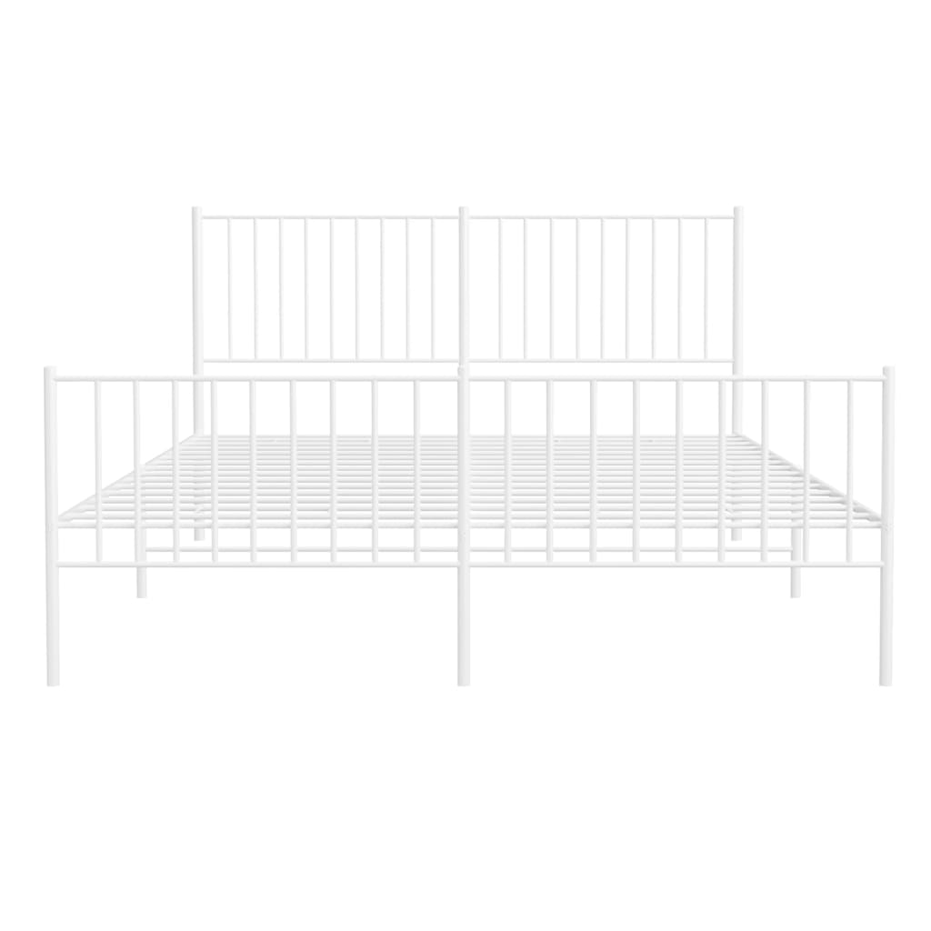 vidaXL Metal Bed Frame without Mattress with Footboard White 59.1"x78.7"