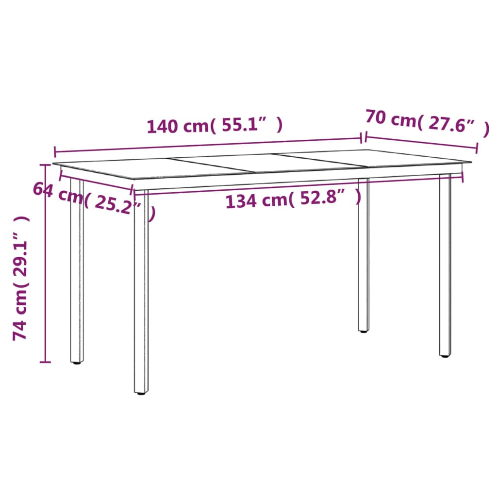 vidaXL 5 Piece Patio Dining Set with Cushions Black