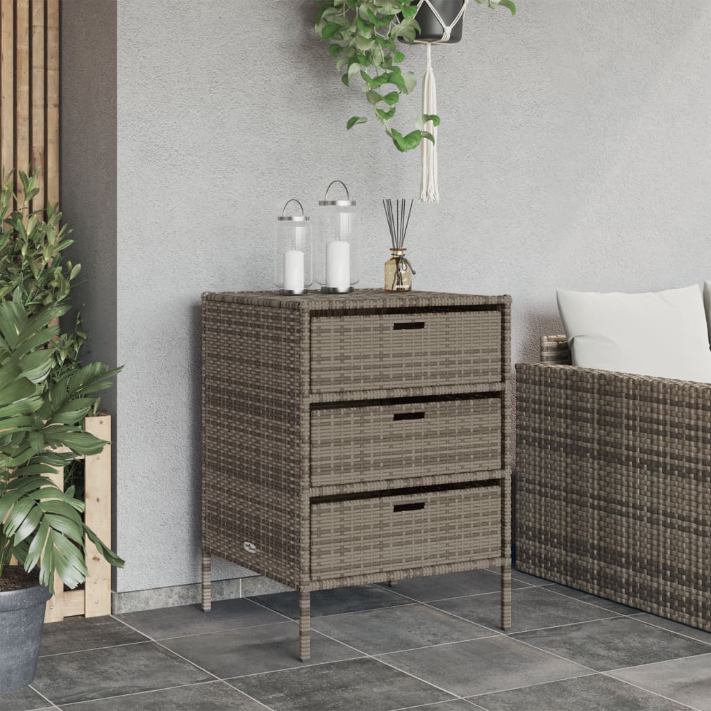 vidaXL Patio Storage Cabinet Gray 21.7"x23.2"x31.5" Poly Rattan