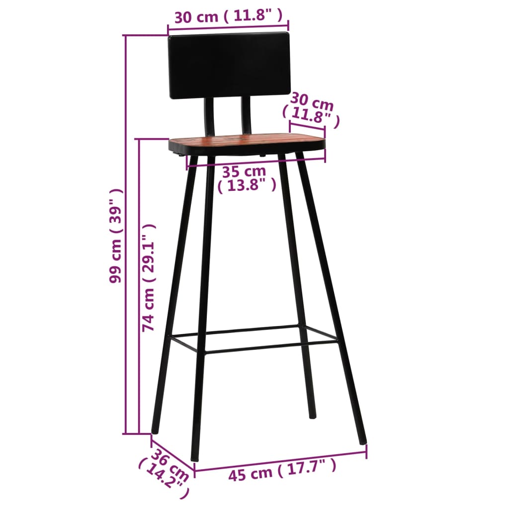 vidaXL Bar Set 5 Piece Solid Reclaimed Wood Multicolor