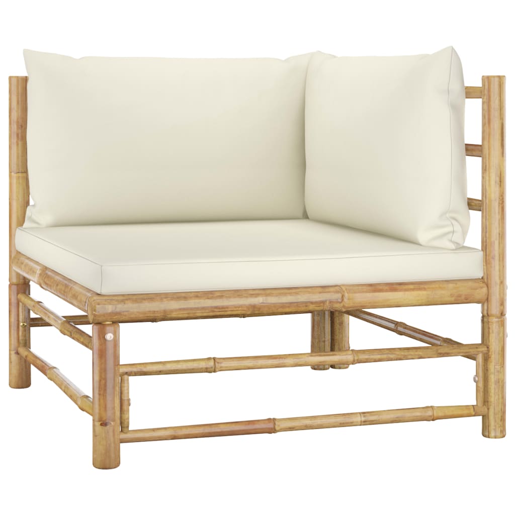 vidaXL 12 Piece Patio Lounge Set with Cream White Cushions Bamboo