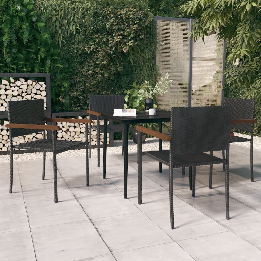 vidaXL 5 Piece Patio Dining Set Black