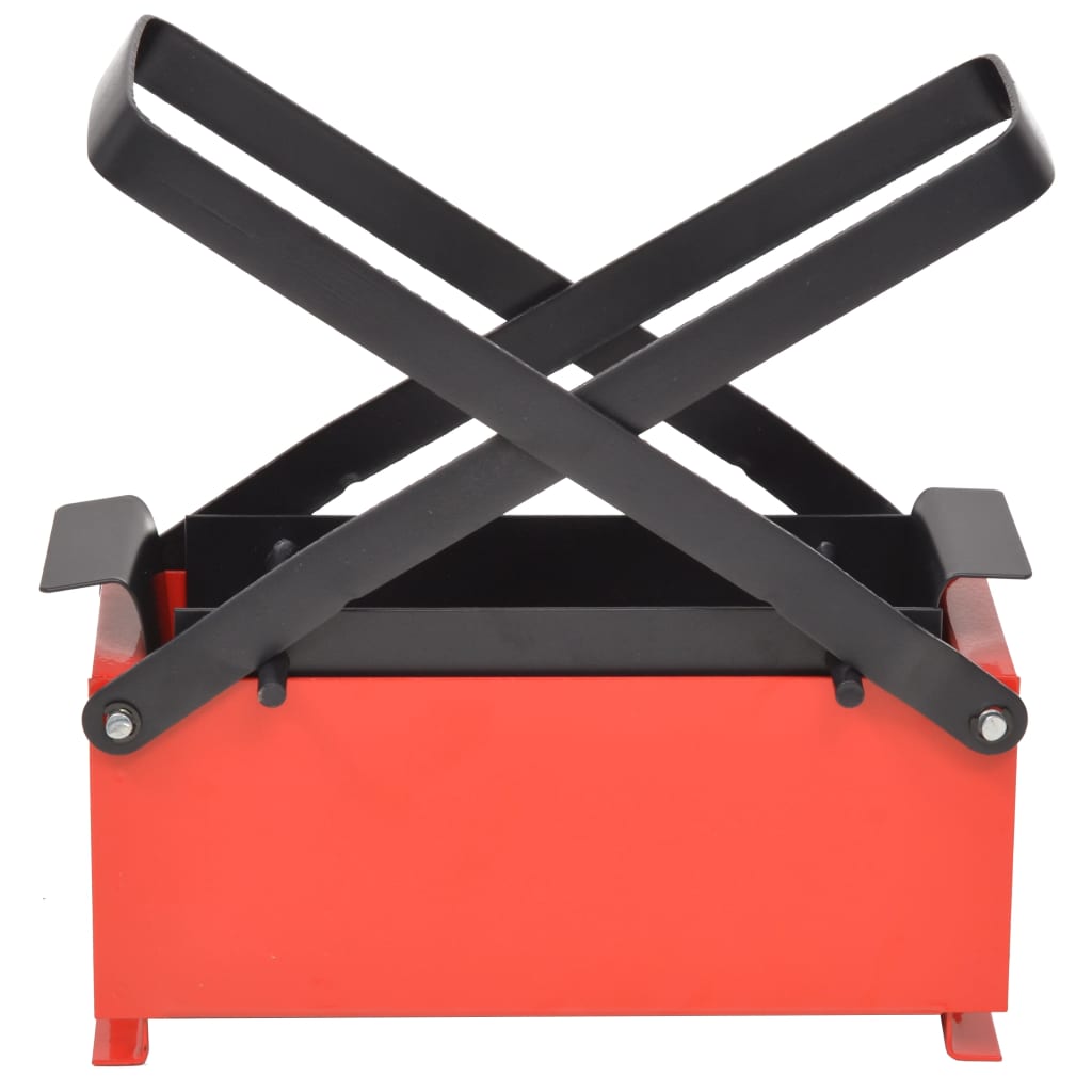 vidaXL Paper Log Briquette Maker Steel 13.4"x5.5"x5.5" Black and Red