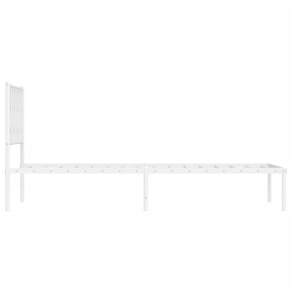 vidaXL Metal Bed Frame without Mattress with Headboard White 39.4"x78.7"