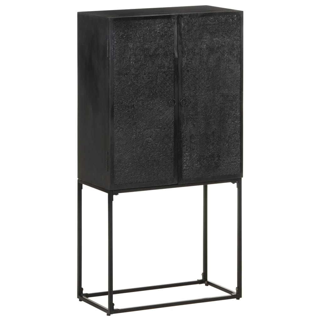 vidaXL Sideboard Black 23.6"x11.8"x47.2" Solid Acacia and Mango Wood