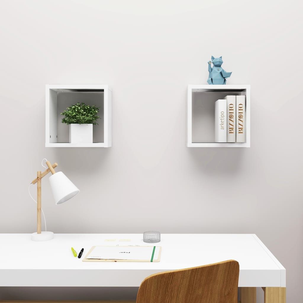 vidaXL Wall Cube Shelves 2 pcs White 11.8"x5.9"x11.8"