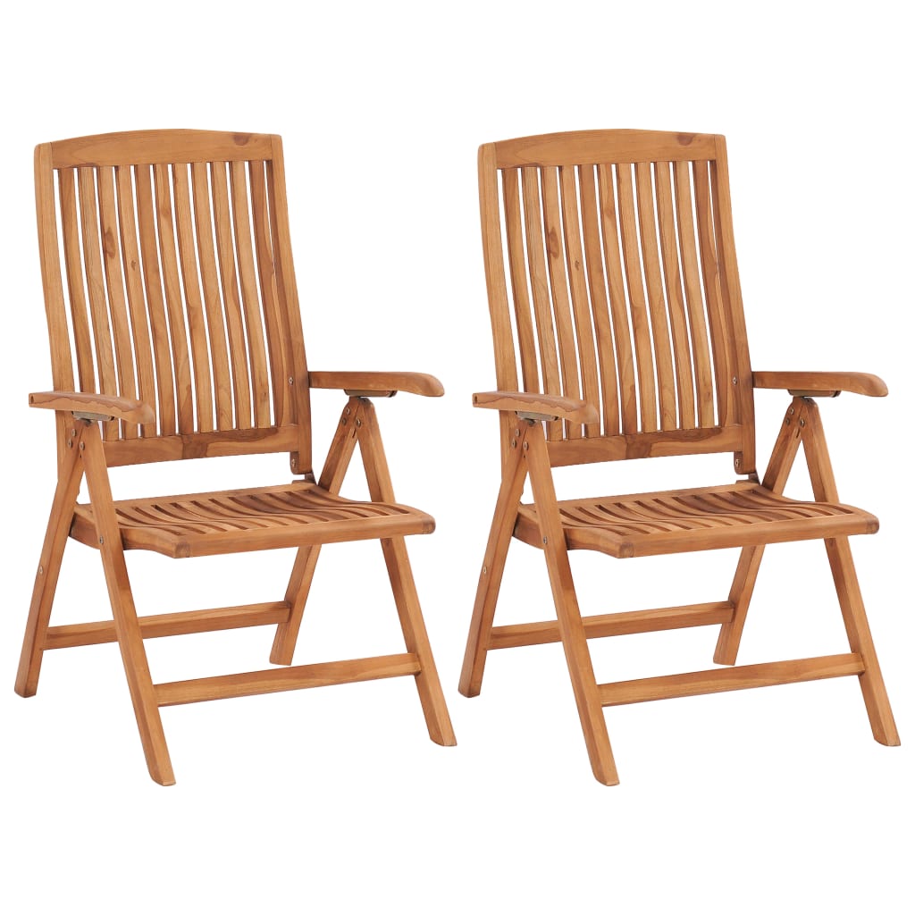 vidaXL Patio Chairs 2 pcs with Gray Cushions Solid Teak Wood