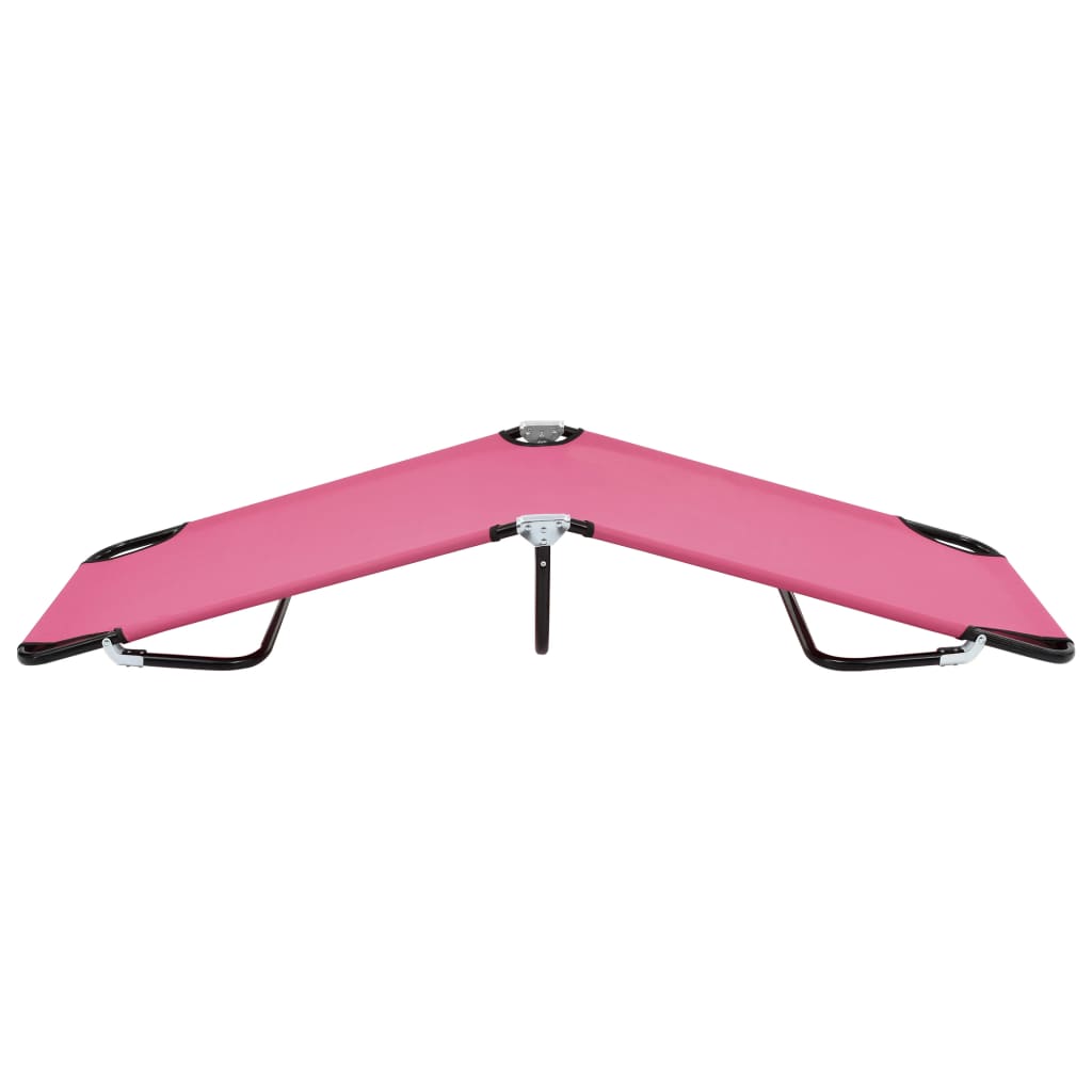 vidaXL Folding Sun Lounger Steel Pink