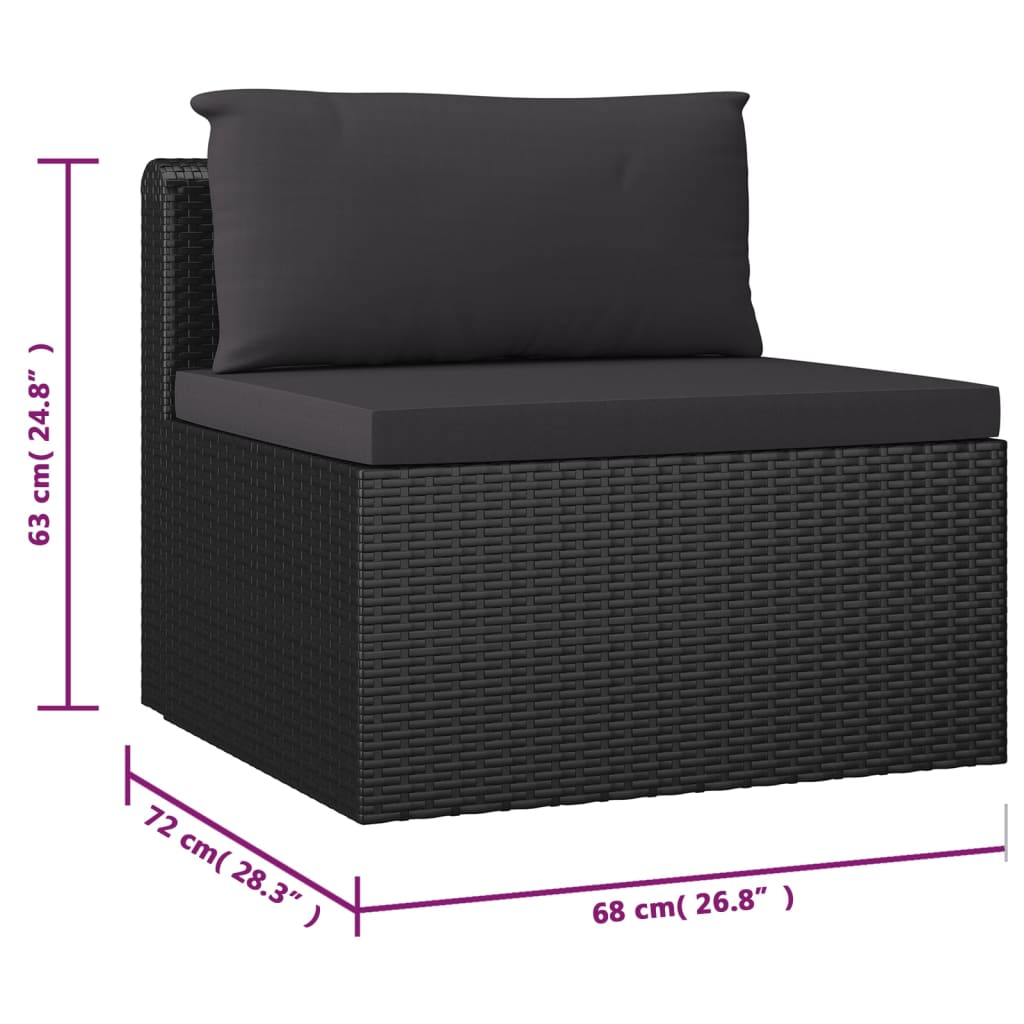 vidaXL 9 Piece Patio Lounge Set with Cushions Poly Rattan Black