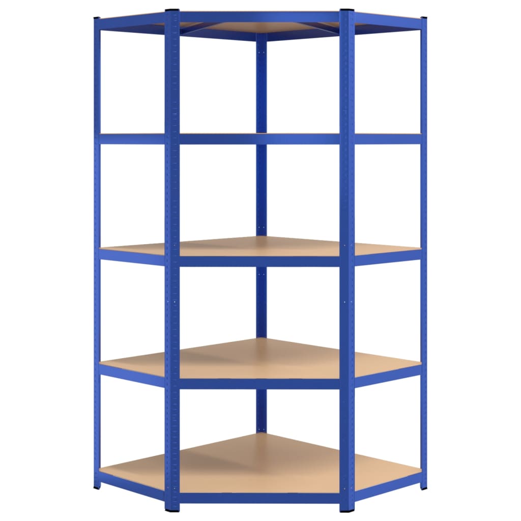 vidaXL 5-Layer Shelves 2 pcs Blue Steel&Engineered Wood