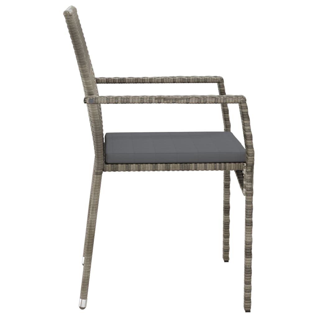 vidaXL Patio Chairs with Cushions 4 pcs Poly Rattan Gray